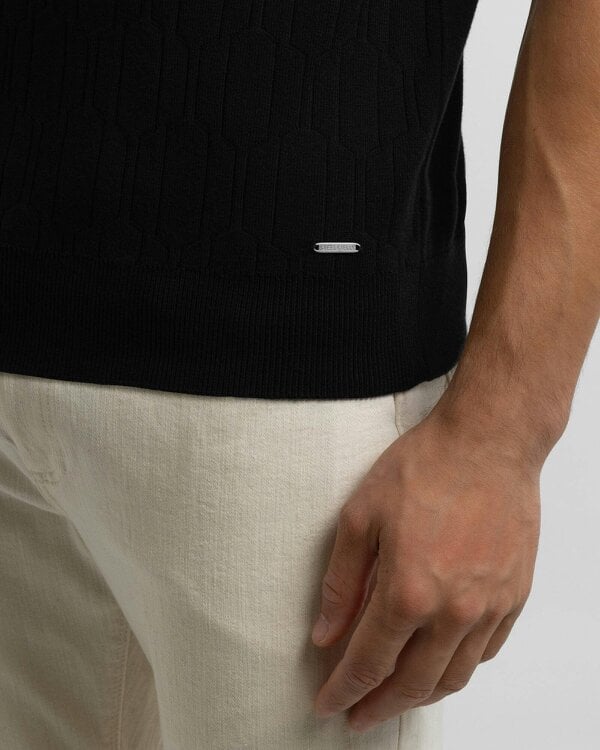 Steel & Jelly Tarvin - Geo Texture Knitted Polo Shirt