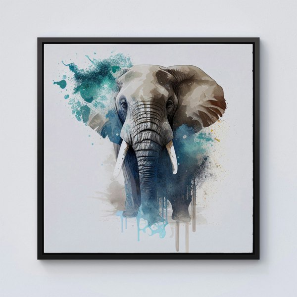 Warren Reed Majestic Elephant Splash Art Framed Canvas