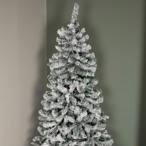 Samuel Alexander 8ft (2.4m) Snow Flocked Artificial Christmas Tree with Green Metal Stand and 1017 Tips
