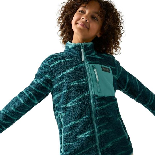 Regatta Childrens/Kids Frankie Zebra Print Full Zip Fleece Jacket - Mediterranea - 