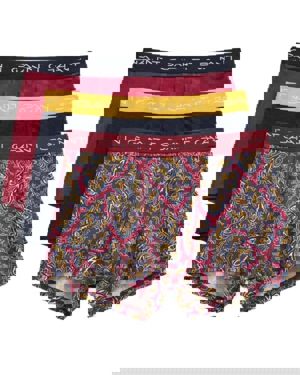 Gant - 3 - Pack Paisley Print Boxer Trunks, Burgundy/navy - Boxers - and - Briefs.net
