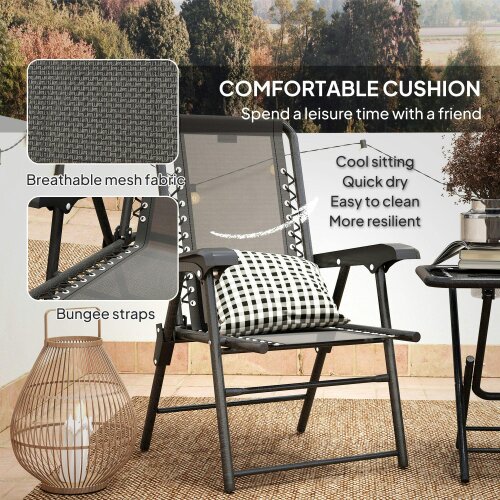 Wyld Haus Lacotte Metal Black 3 Piece Garden Mesh Bistro Set Garden Outdoor Table And Chair