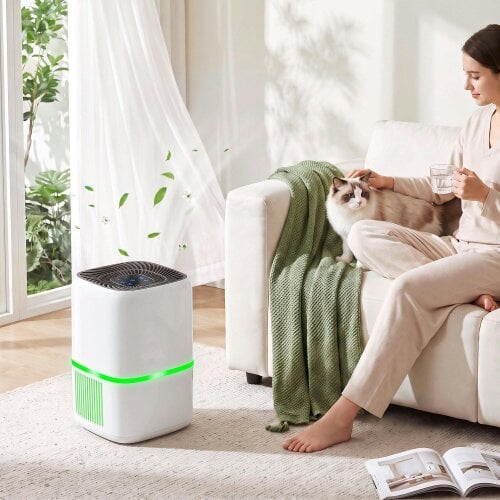 HOMCOM Smart Air Purifier for Home Bedroom, HEPA Filter, Sleep/Auto Mode