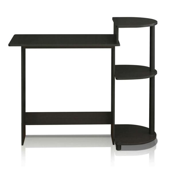 WALPLUS Compact Computer Desk with Shelves, Espresso/Black, /BK Crafted for Practical Use and Stylish Living Spaces | 11181EX