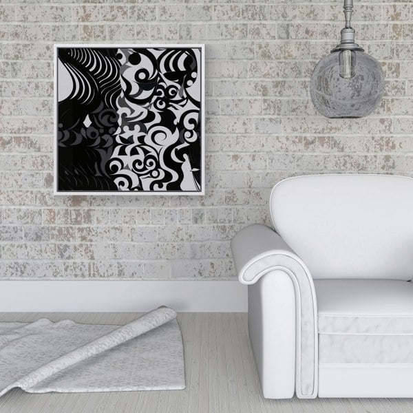 Warren Reed Black Grey Abstract Framed Canvas