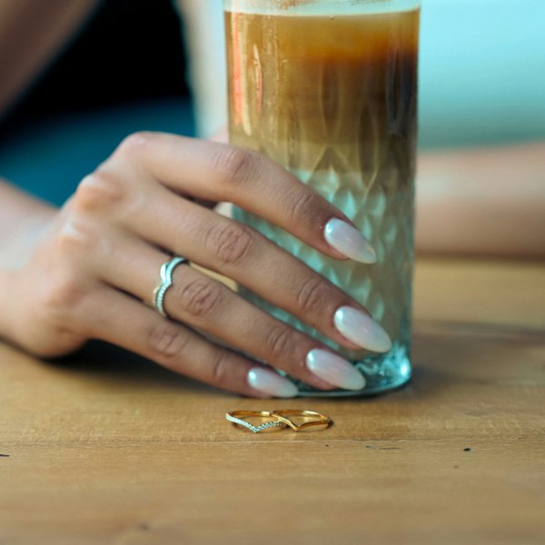 Spero London Sterling Silver Wishbone Stacker V Ring Set