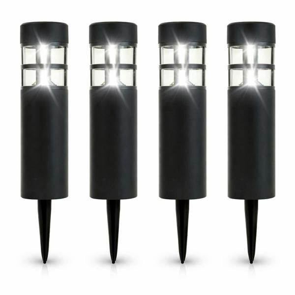 Gardenwize Pack of 4 Solar Stake Lights – Pillar LED Pathway Lights