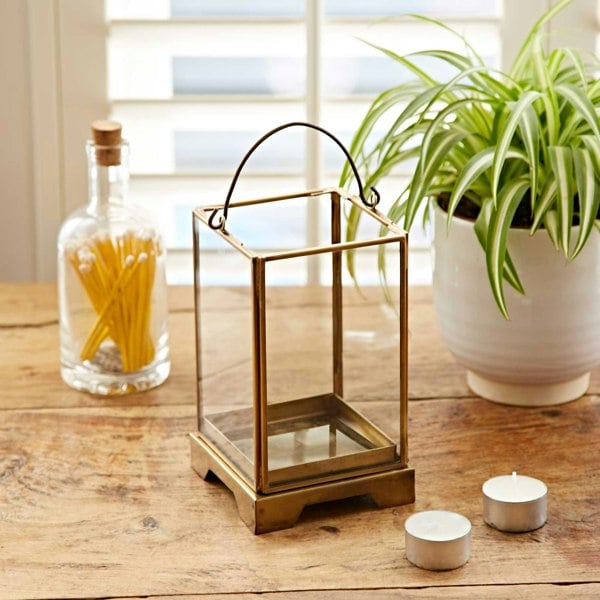 Paper High Antique Brass Candle Lantern
