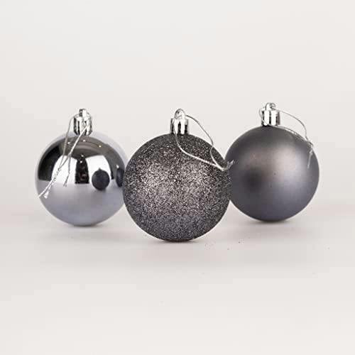 Shatterproof Dark Grey Christmas Baubles in 10cm Pack Sizes, Available in 3 or 6 Piece Sets image 6
