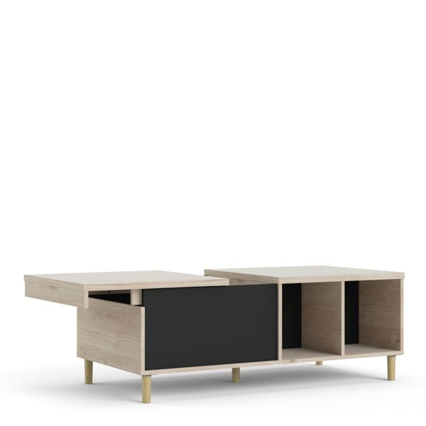 Furniture To Go Rome Coffee Table with Sliding Top in Jackson Hickory Oak and Matt Black