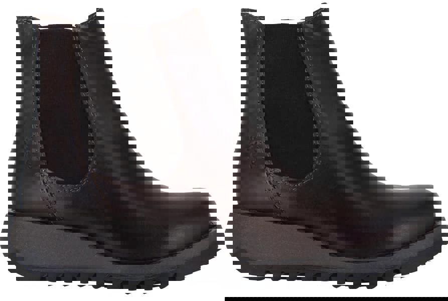 Fly London Salv Womens Wedged Heeled Chelsea Leather Ankle Boots