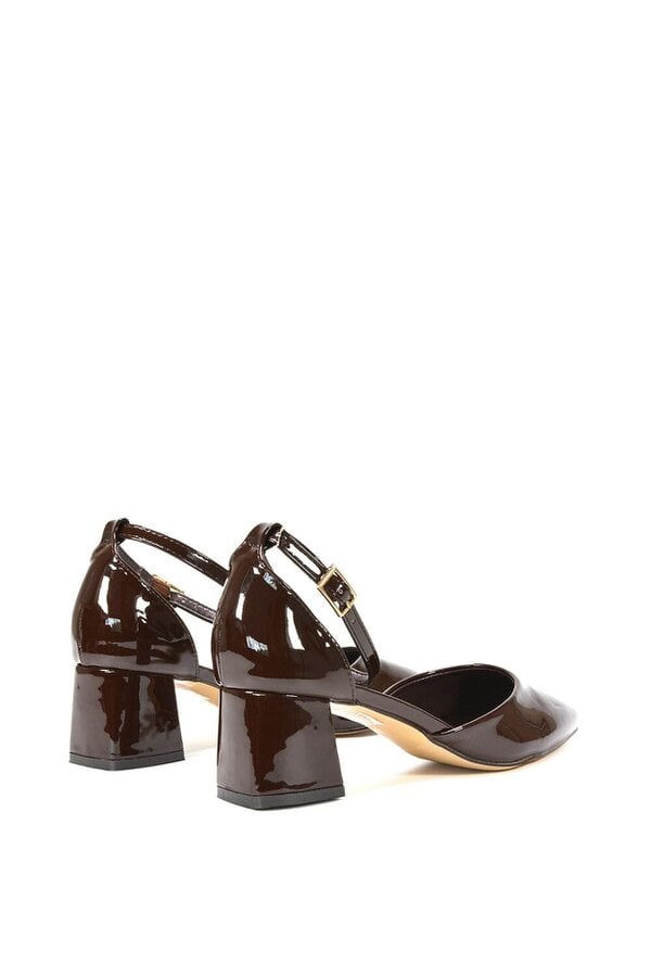 XY LONDON Low Block Heel Court Shoes With Pointed Toe