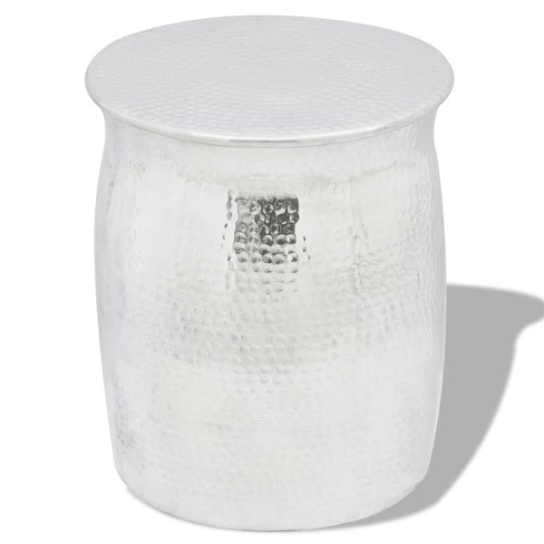 Berkfield Hammered Aluminium Stool/Side Table Silver