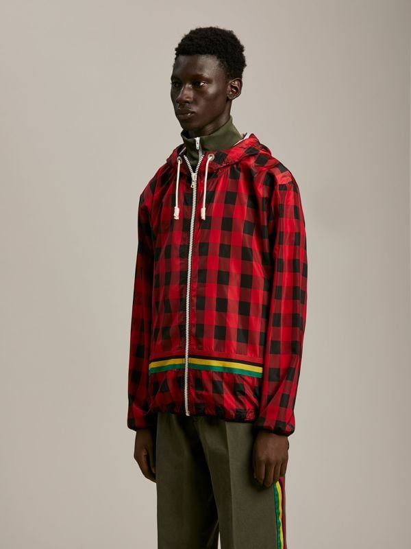 Palm Angels Buffalo Check Windbreaker Jacket - Red