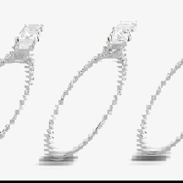 Starbright Silver Cushion-Cut Cubic Zirconia Shouldered Ring R6219 3A