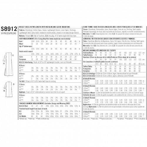 Simplicity Sewing Pattern 8912, Dresses for Women, H5 (6-8-10-12-14) - Intermediate