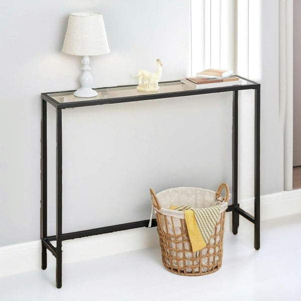 Rafaelo Mobilia Black Metal Hallway Console Table