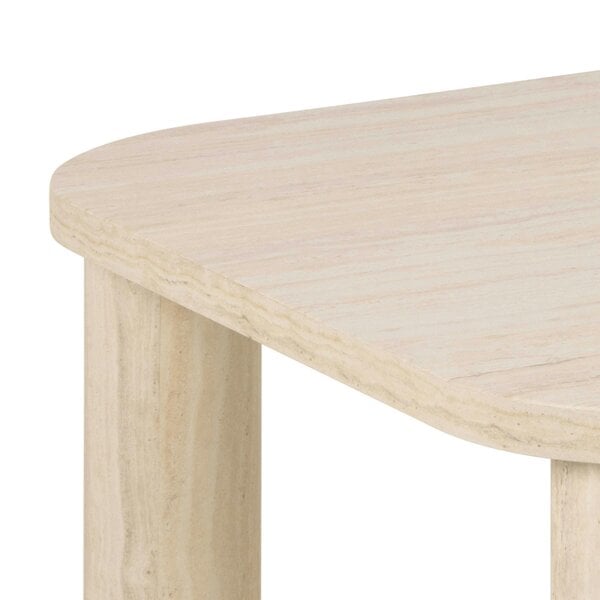 Wyld Haus Frankfurt Rectangular Travertine Look Coffee Table Rounded Corners
