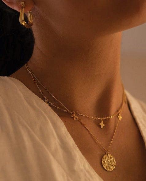 Chunky 14K Gold Goddess Layered Necklace - Necklaces - Elk & Bloom