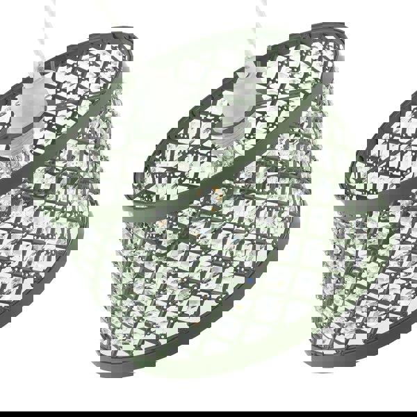 Modern Ornate Olive Green Metal Pendant Shade with Clear Acrylic Beads Image 3