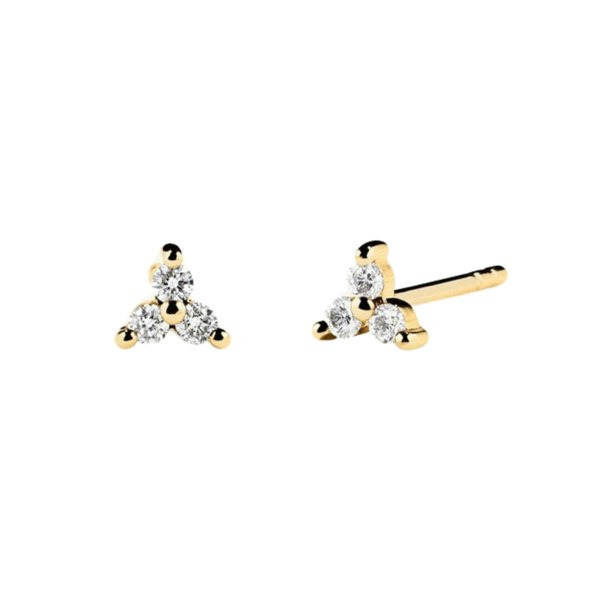 Spero London Lotus Diamond Fine Stud Earrings in 14ct Solid Gold