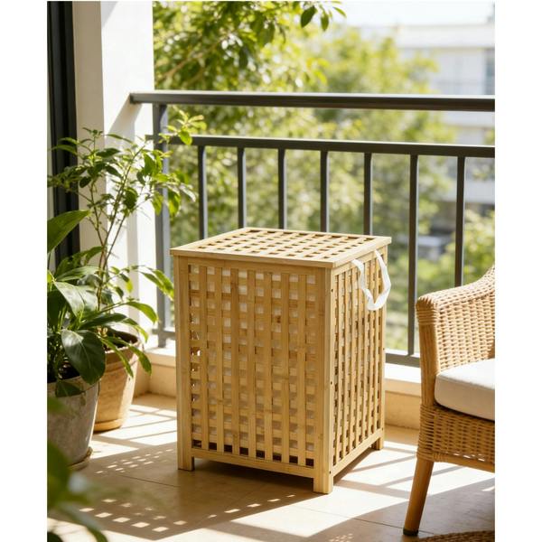 Gr8 Home 120L Bamboo Laundry Basket Hamper with Lid and Liner Large Clothes Bin