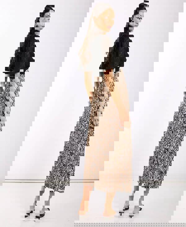 Animal Satin Mix Flutter Sleeve Midi Dress side