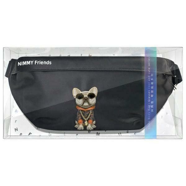 Nimmy Friends Glasses Cool Dog Shoulder Crossbody Bag Black - N-YJ-XB-01