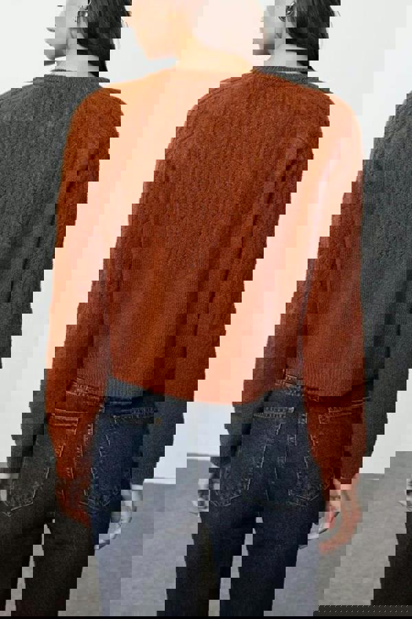 WOVCOR Soft Textured Openwork Knit Cardigan