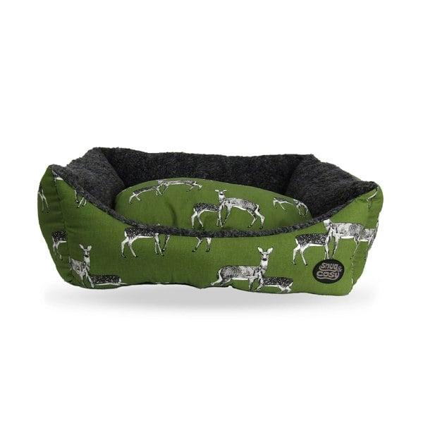 Snug and Cosy Pets Sage Deer Print Bed