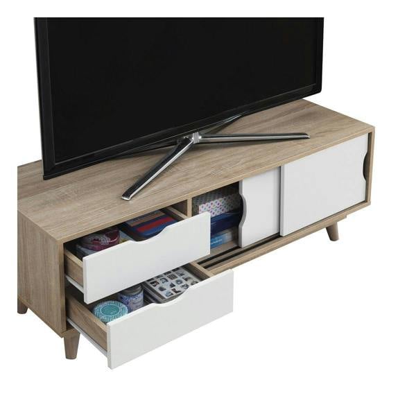 Timber Art Design Alford Scandinavian TV Unit Stand 120cm Media Cabinet +2 Drawers