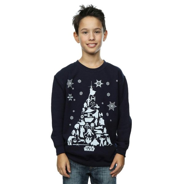 Star Wars Boys Christmas Tree Sweatshirt - Navy Blue