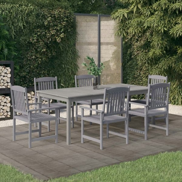 Berkfield 7 Piece Garden Dining Set Solid Wood Acacia Grey