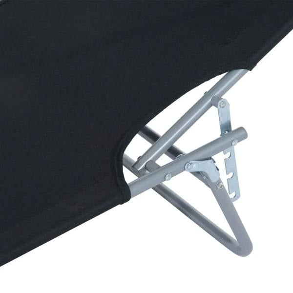 Black sun lounger chair frame joint and support mechanism near the armrest