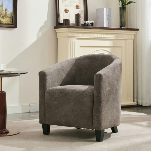 Furniture One Bronzing Fabric Tub Chair, Upholstered Armchair, Padded Barrel Club Chair