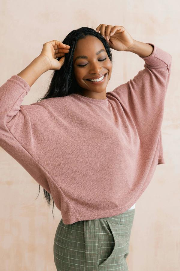 Lily & Me Penny Batwing Crossover Jumper Soft Pink
