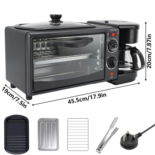 Havendro 3-In-1 Breakfast Machine, Portable Breakfast Maker with Non-Stick Griddle, Coffe