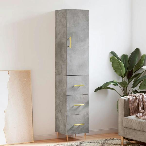 Berkfield Highboard Concrete Grey 34.5x34x180 cm Engineered Wood