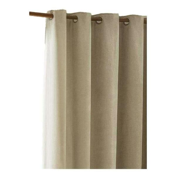Furn Heavy Chenille Eyelet Curtains - Linen