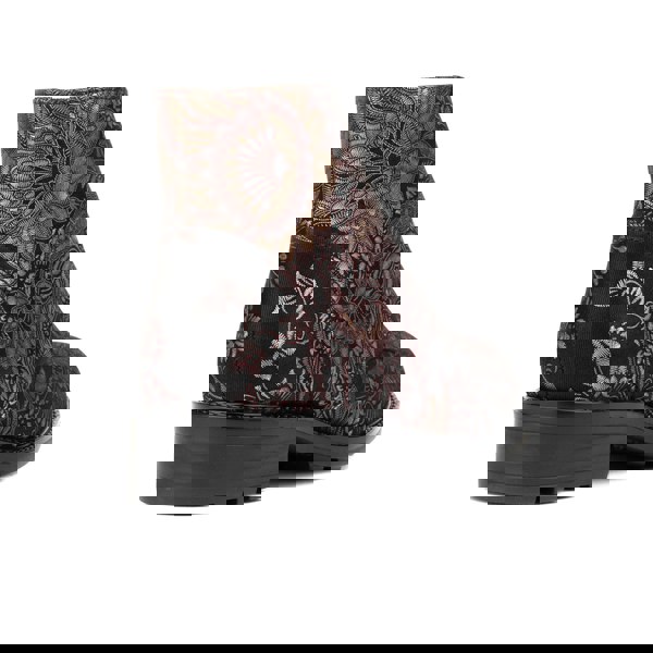 Embassy London Laviva Mid - Black & Gold & Burgundy - Women's rmid-height leather wide fitted ankle boot