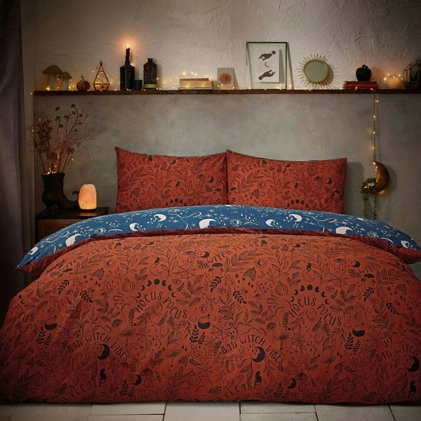 Furn Witchy Vibes Reversible Duvet Cover Set - Rust