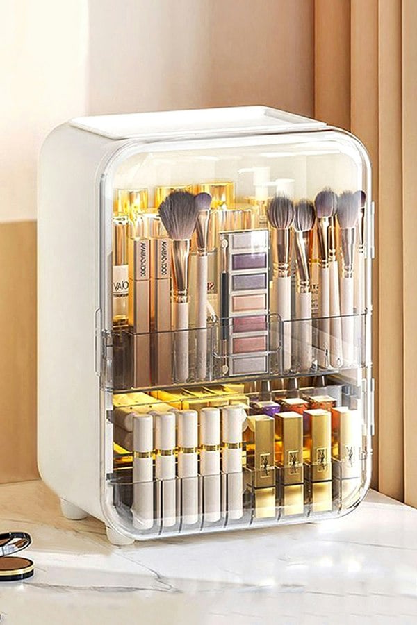 Living and Home Large Cosmetic Organizer Skincare Display Box with Makeup Mirror
