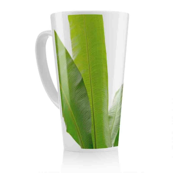 Benjamin Tate Design Green Leaves On White Latte Mug