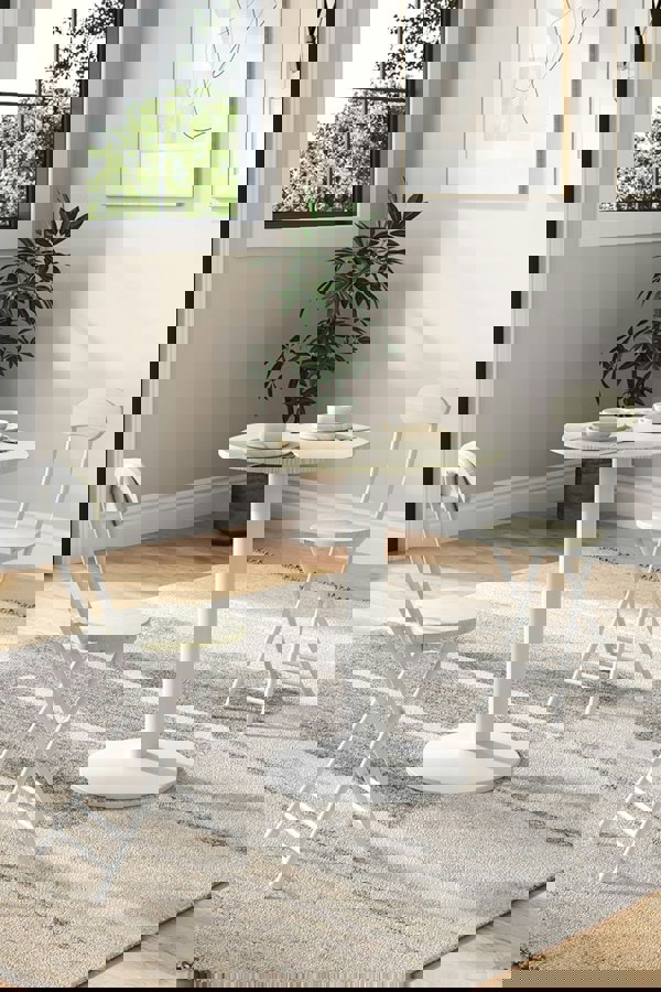 Living and Home 3pcs Round Table and 2 Chairs Set Indoor Outdoor Bistro Kitchen Dining Set Furniture