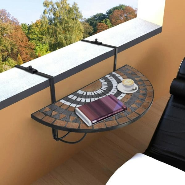 Berkfield Hanging Balcony Table Terracotta and White Mosaic