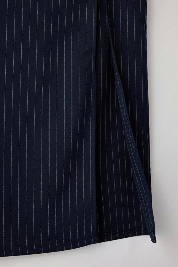 WOVCOR Striped Woven Long Pencil Skirt with Slit