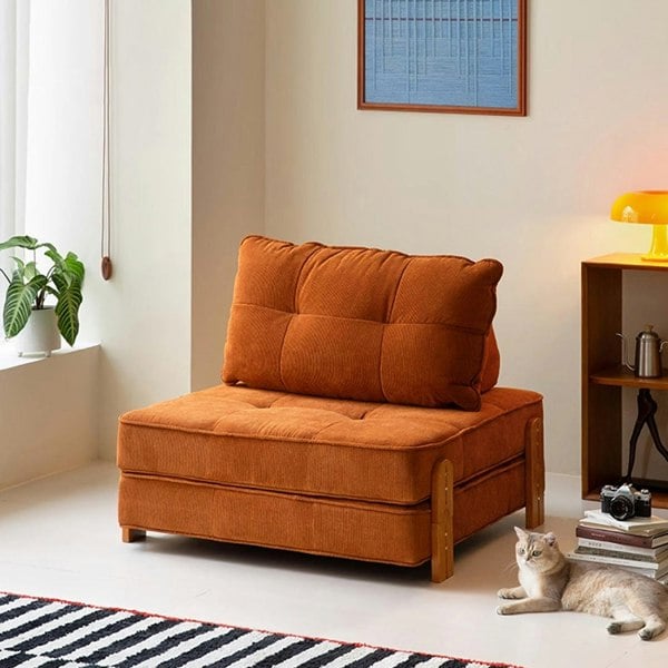 Salinas Lazy Sofa Bed, Single Sofa Bed, Corduroy - sofa beds