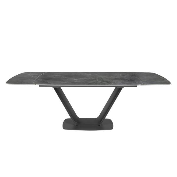 Angel Cerdá Oval Barrel porcelain marble and black steel extending dining table 1132