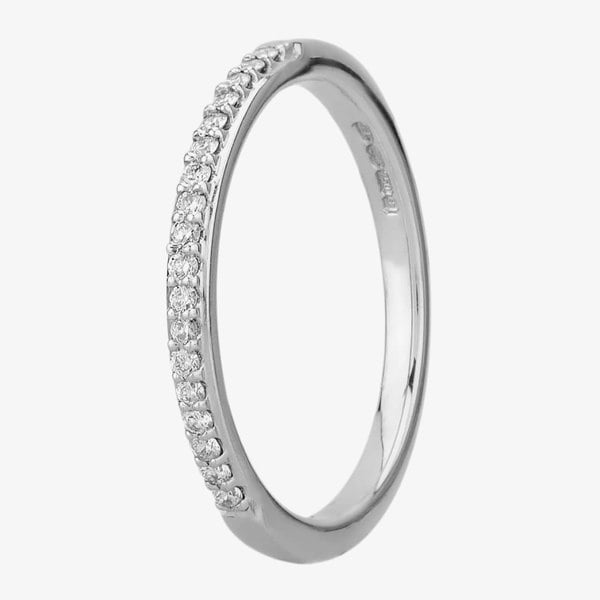 T. H. Baker 18ct White Gold 2mm Narrow Pavé-set Diamond Wedding Ring 9708/18W/DQ10