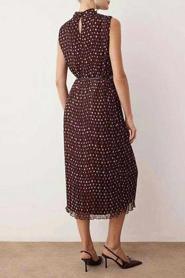 WOVCOR Belted Midi Woven Dress